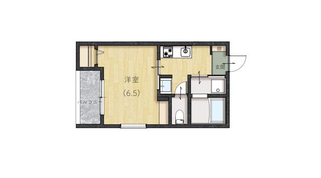 REVE宇品西(1K/1階)の間取り写真