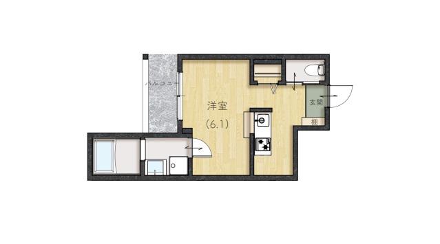 REVE宇品西(ワンルーム/1階)の間取り写真