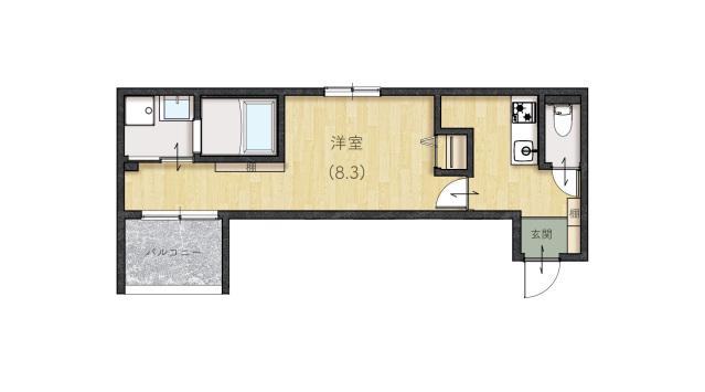 REVE宇品西(1K/1階)の間取り写真