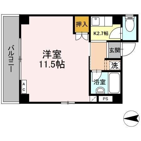 クリスタルビル(ワンルーム/6階)の間取り写真