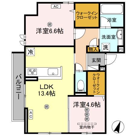 OLIVE GARDEN 府中(2LDK/2階)の間取り写真