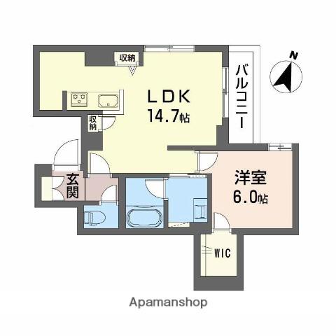 BALLOONFLOWER イースト(1LDK/3階)の間取り写真