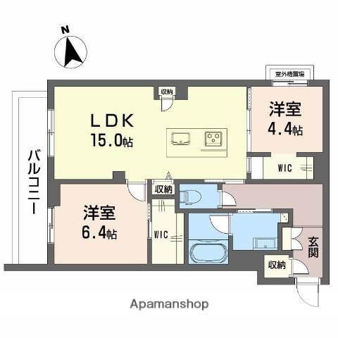 リバーサイドクレド(2LDK/3階)の間取り写真