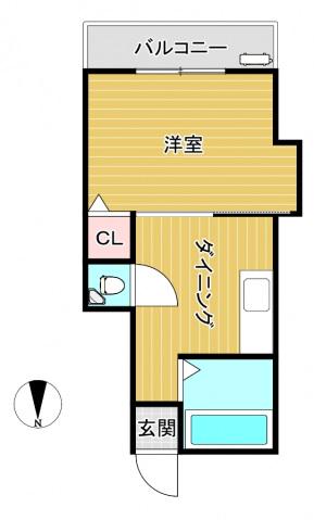 中川共栄ビル(1DK/2階)の間取り写真