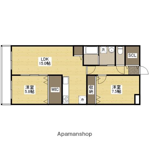 クレスト山本Ⅰ(2LDK/2階)の間取り写真