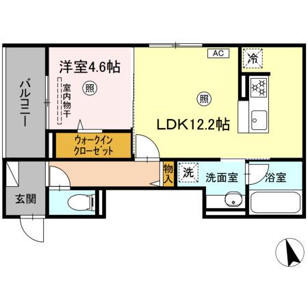 プラトーメゾン(1LDK/2階)の間取り写真