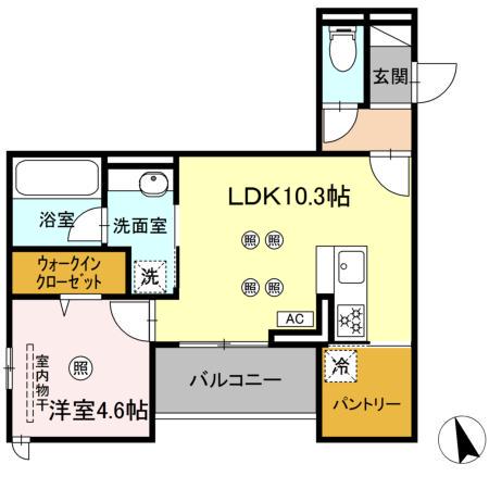プラトーメゾン(1LDK/2階)の間取り写真
