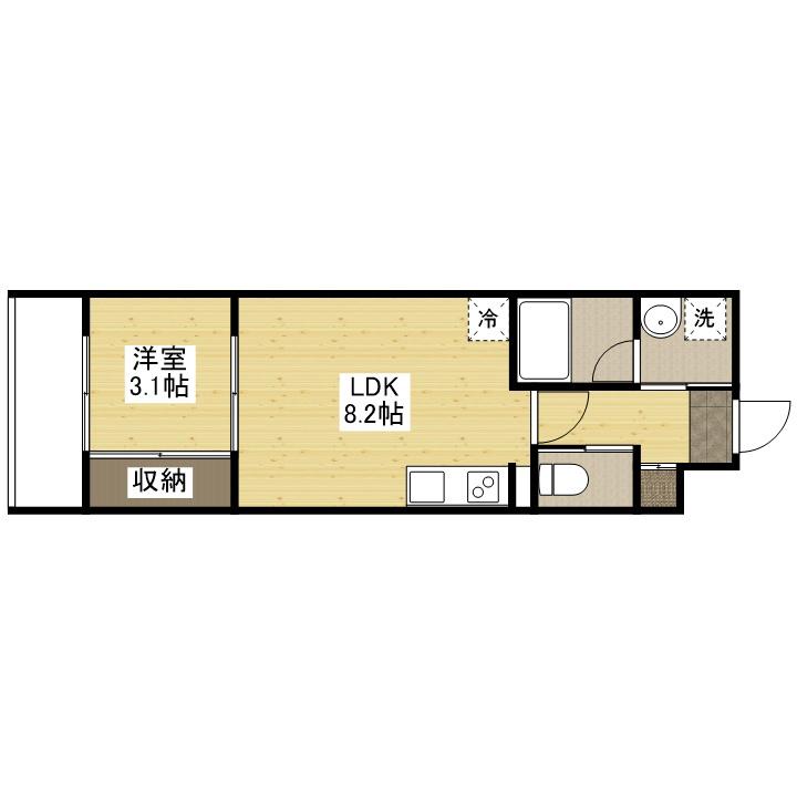 YELLSTAGE長束イースト(1LDK/4階)の間取り写真