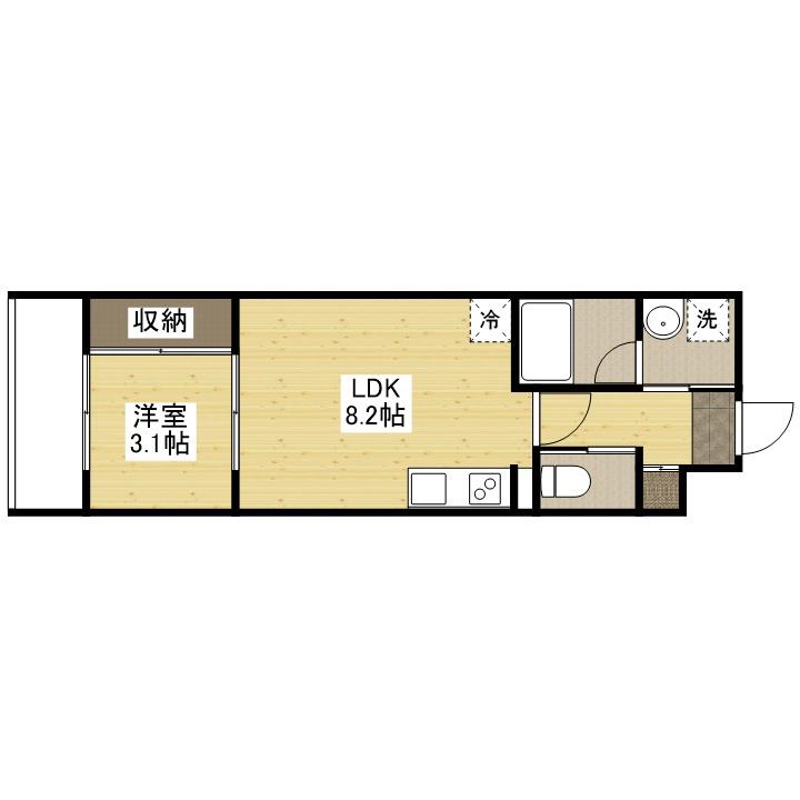 YELLSTAGE長束ウエスト(1LDK/3階)の間取り写真