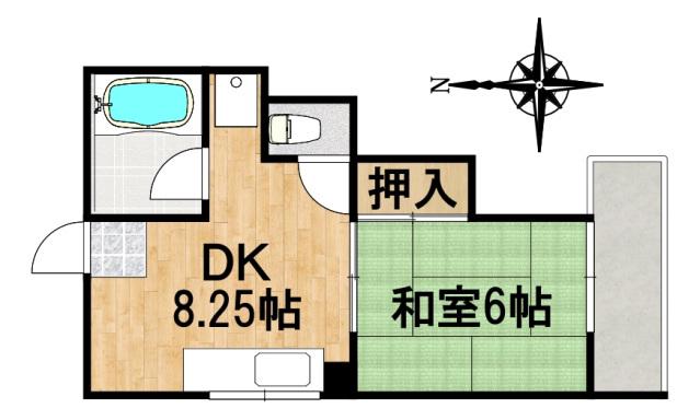 丸内ビル(1DK/2階)の間取り写真