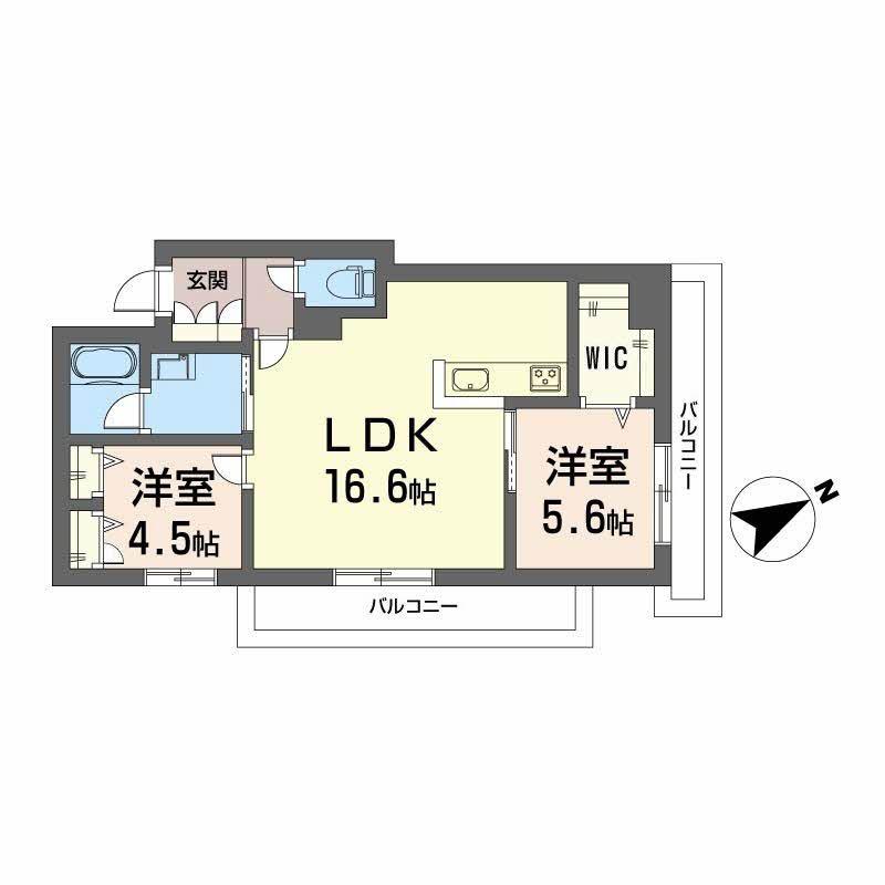カーサ・アチェロ(2LDK/2階)の間取り写真