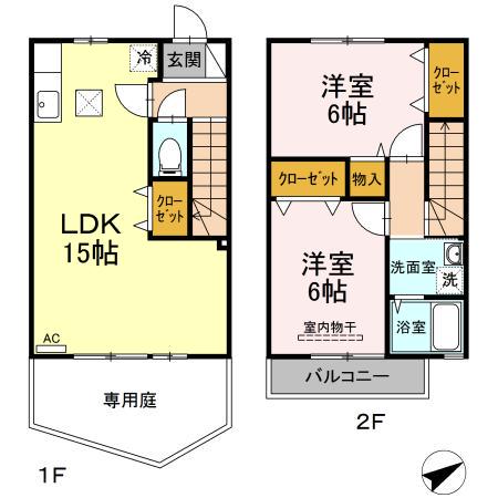 芸備線 矢賀駅 バス乗車時間：3分 本町四丁目バス停で下車 徒歩9分 2階建 築16年(2LDK)の間取り写真