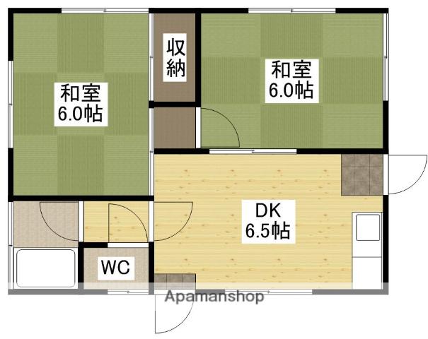 山陽本線 天神川駅 徒歩26分 1階建 築45年(2DK)の間取り写真