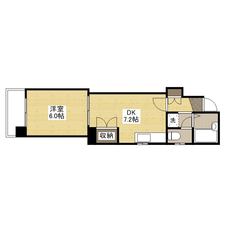 WELCOME舟入(1DK/2階)の間取り写真