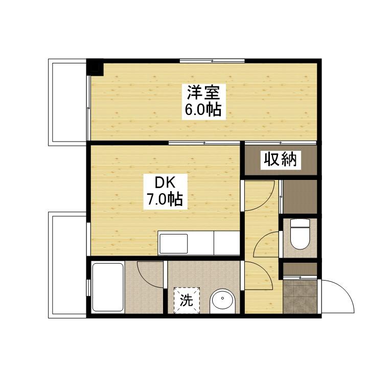 房尾本店三篠ビル(1DK/7階)の間取り写真