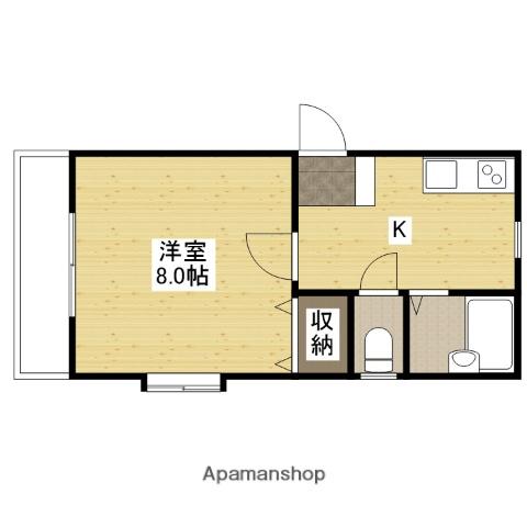 セレーノ祇園(1K/2階)の間取り写真