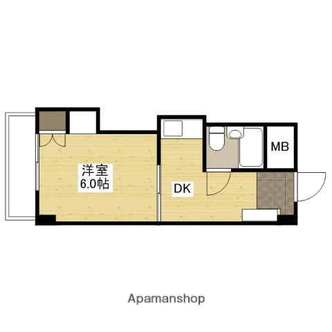 中広ハウス(1DK/4階)の間取り写真