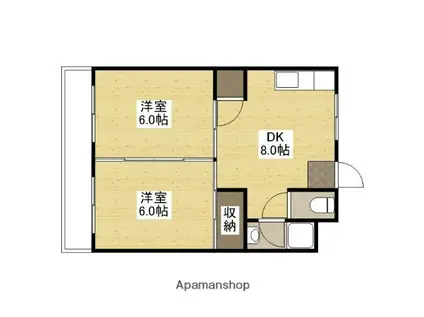 新原第1マンション(2DK/2階)の間取り写真