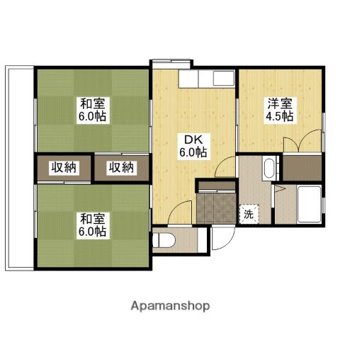 仁井田ビル(3DK/2階)の間取り写真