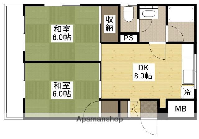 久都内マンション(2DK/3階)の間取り写真