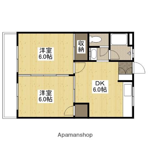 新原第5マンション(2DK/2階)の間取り写真
