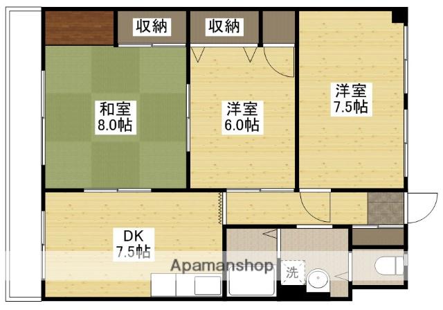 河原マンション(3DK/3階)の間取り写真