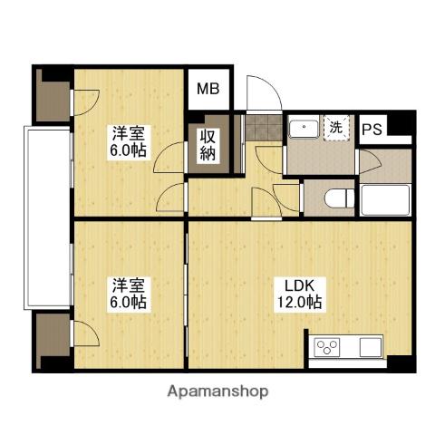 本町マンション(2LDK/1階)の間取り写真