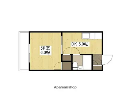 コテージミタキ(1DK/3階)の間取り写真