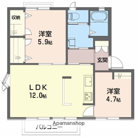 フレグランス天水B棟(2LDK/2階)の間取り写真