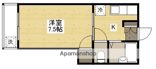 吉島ポンドハイツ(1K/2階)の間取り写真