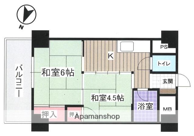 シャンボール東雲(2K/2階)の間取り写真