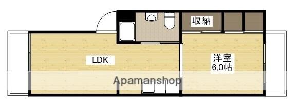 宇品マンション(1LDK/2階)の間取り写真