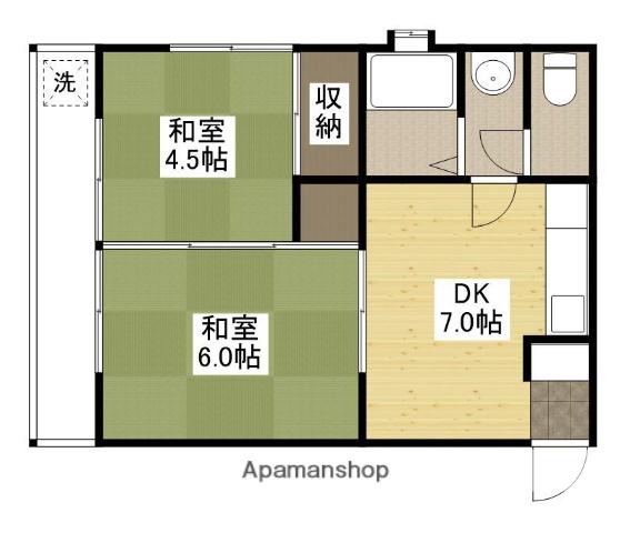 ホレストタウンビル(2DK/2階)の間取り写真