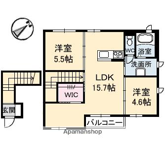 エクレール長楽寺A棟(2LDK/2階)の間取り写真