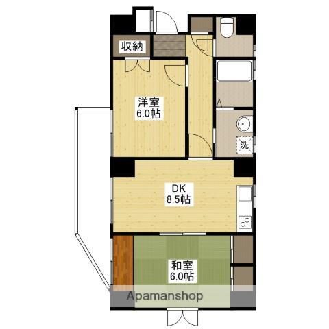 エーデル宇品海岸通(2DK/6階)の間取り写真
