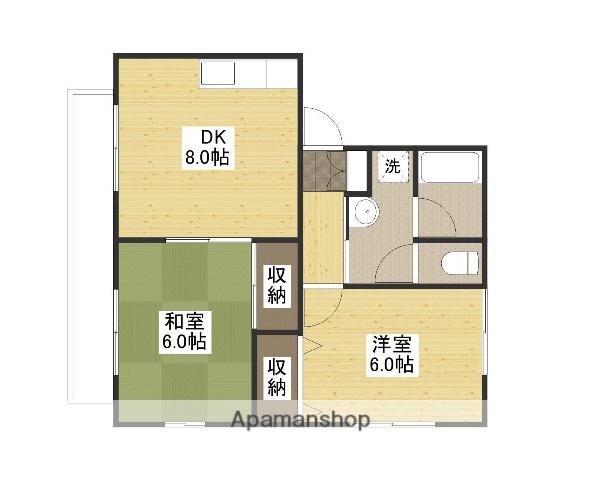 エクセラン水口(2DK/1階)の間取り写真