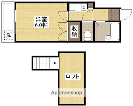 オレンジハウス坪井(1K/1階)の間取り写真