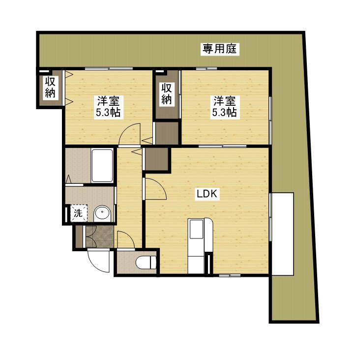 ラップ・ランドみずかみ(2LDK/1階)の間取り写真