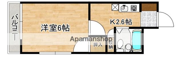 矢賀ハイツ(1K/1階)の間取り写真