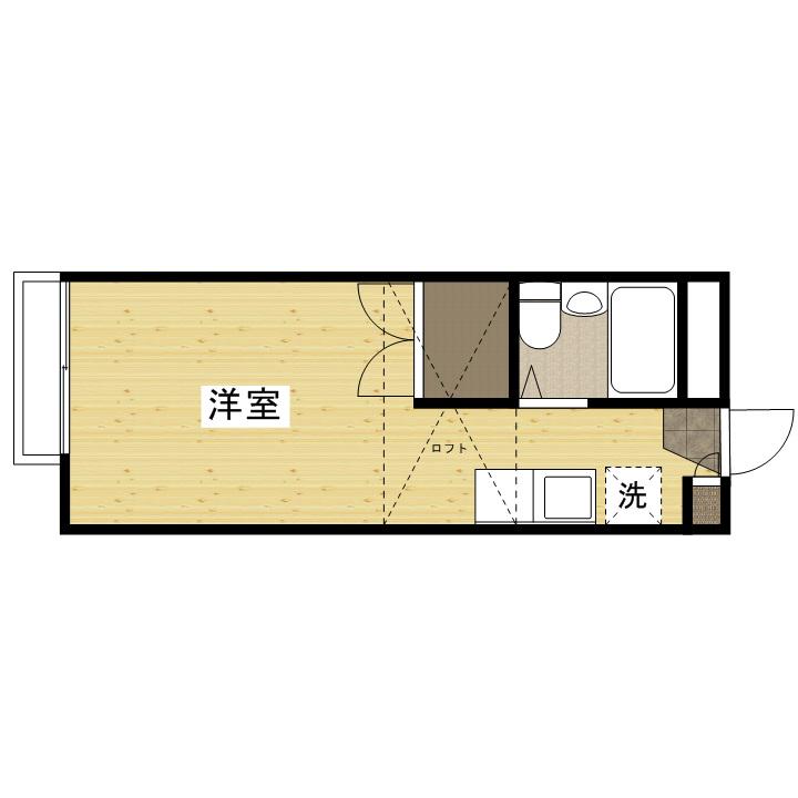 ラッキーフリューゲル(ワンルーム/2階)の間取り写真