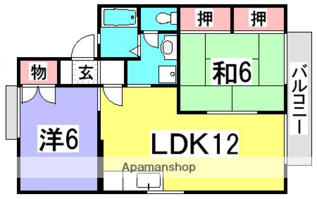 セジュール井口台B棟(2LDK/2階)の間取り写真