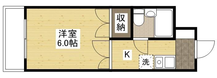 スカイコーポ温品(1K/2階)の間取り写真