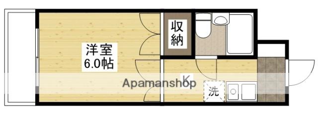 スカイコーポ温品(1K/4階)の間取り写真