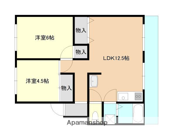 コーポ木下(2LDK/3階)の間取り写真