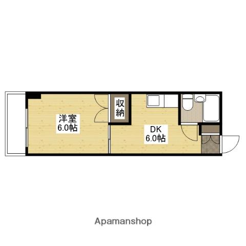 玉森ビル(1DK/2階)の間取り写真