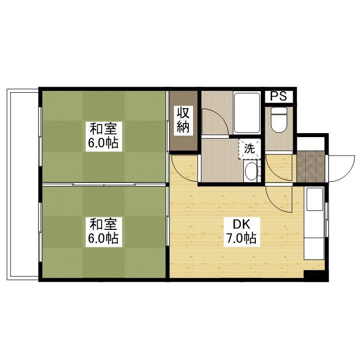 ジョイパレス南観音(2DK/3階)の間取り写真