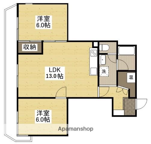 明貴マンション(2LDK/6階)の間取り写真