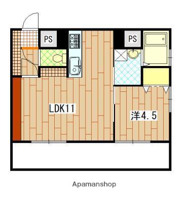 ヤマシタ7ビル(1LDK/2階)の間取り写真