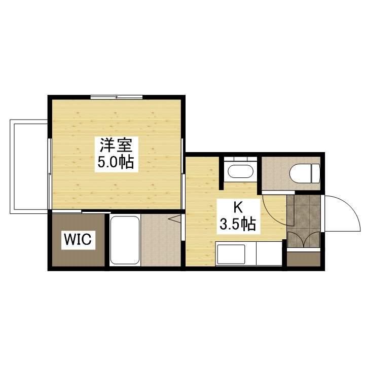 クレール新都(1K/2階)の間取り写真