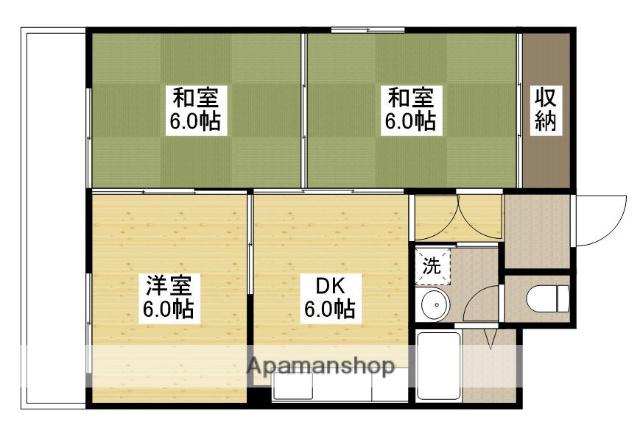 ハイネス横川(3DK/5階)の間取り写真
